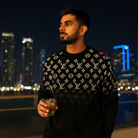 MAGLIONE LV NERO E BIANCO SFUMATO